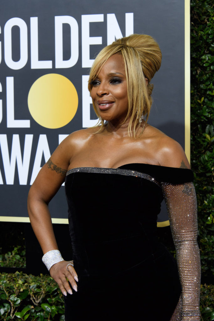 Mary J. Blige arrives at the 75th Annual Golden Globe Awards at the Beverly Hilton Red Carpet