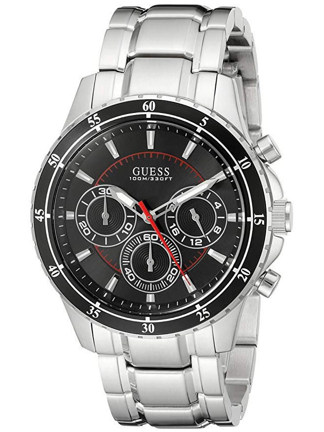 GUESS Factory Men's Silver-Tone Multifunction Watch Amazon Holiday ads chion lfiestyle