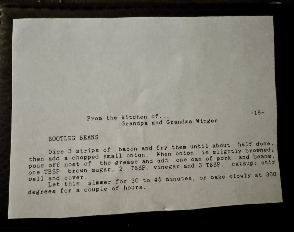 Ancil Winger's Bootleg beans family recipes
