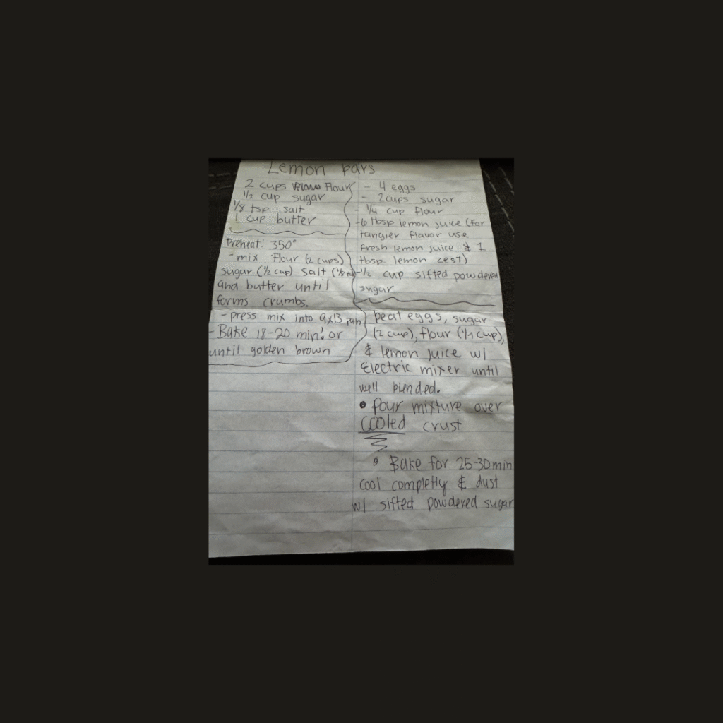 Eileen’s Family Lemon Bars recipe card